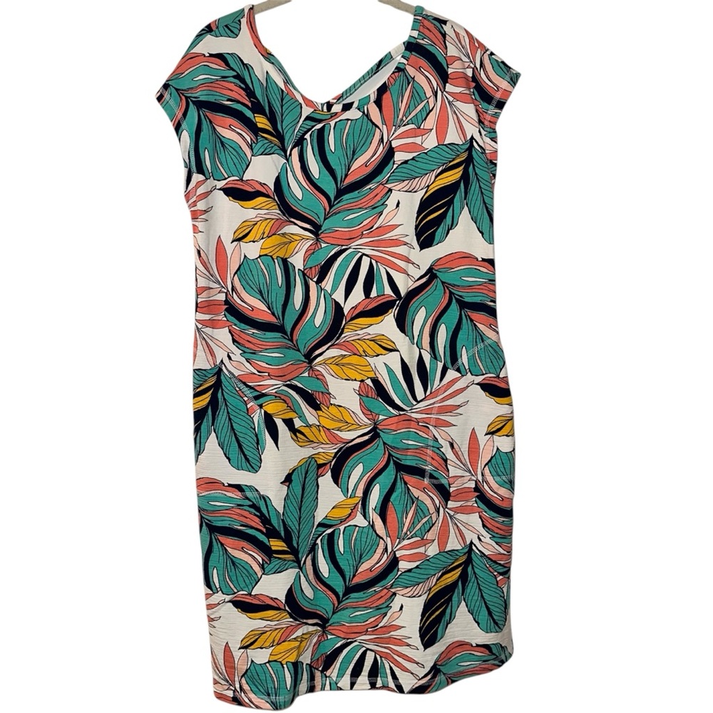TALBOTS UPF 50 Sun Protection Colorful Tropical Print Dress